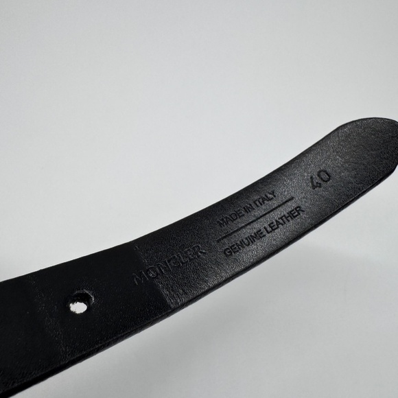 Moncler Authentic Black Leather Logo Buckle Belt Size 40 Pre-Owned - Picture 8 of 8